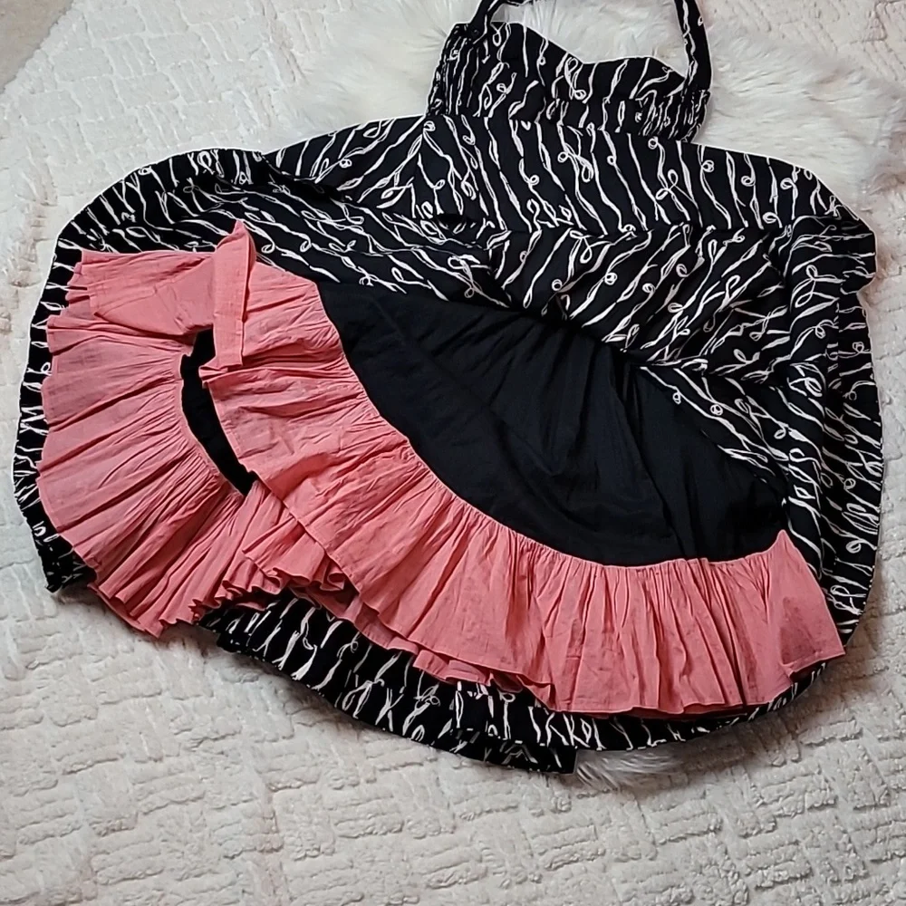 Anthropologie Girls of Savoy Cerys Dress Size 0 Halter 60s Black White Midi - Picture 9 of 10